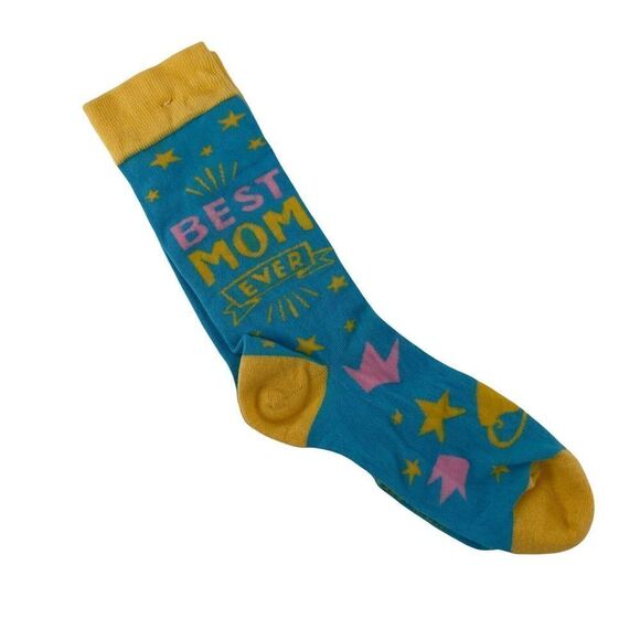 Primitives by Kathy Socks Worlds Best Mom Blue Yellow Trophy Mothers Day Gift OS - Picture 1 of 5